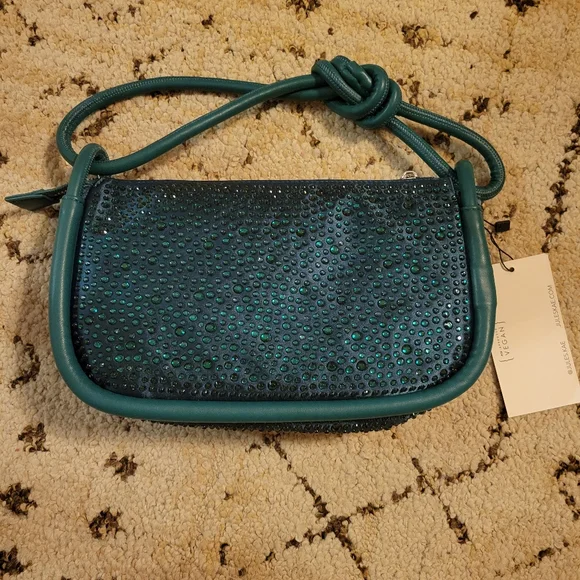 NWT JULES KAE BECCA CRYSTAL SHOULDER BAG, EMERALD - Picture 5 of 10